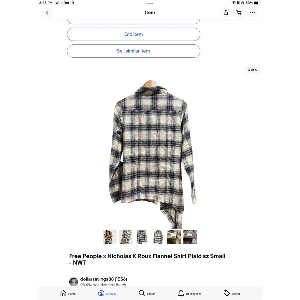 Free People x Nicholas K Roux Flannel Shirt Plaid sz Small - NWT